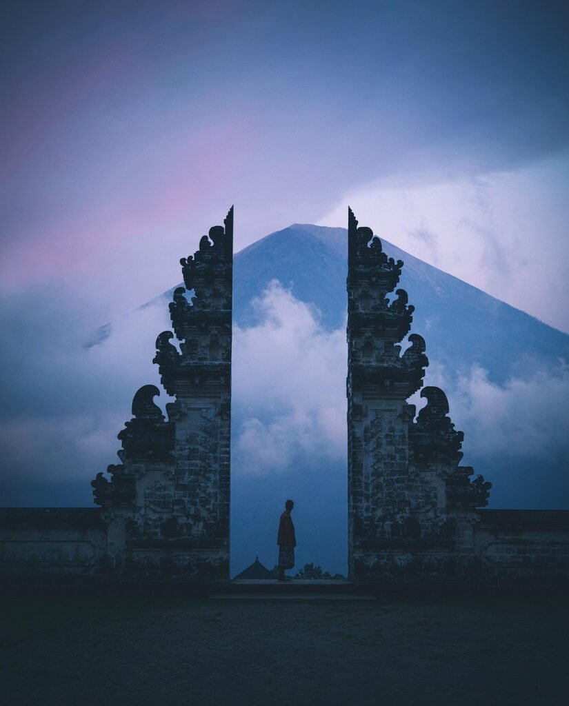 nature, ipad wallpaper, wallpaper, background, mountain, clouds, phone wallpaper, sky, purple, blue, man, temple, gates, samsung wallpaper, outdoor, mobile wallpaper 4k, landscape, sky background, atmospheric, bali, indonesia, android wallpaper, blue nature, beautiful wallpaper, blue background, lock screen wallpaper, mobile wallpaper, blue sky, blue landscape, blue mountain, blue clouds, blue wallpaper, blue natural, aesthetic wallpaper, iphone wallpaper